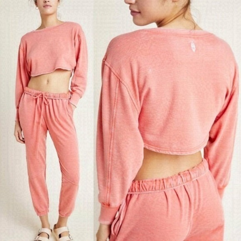 Free People Red Zuma Sweatshirt Crop Size XS New With Tags Boho Cropped Top NEW